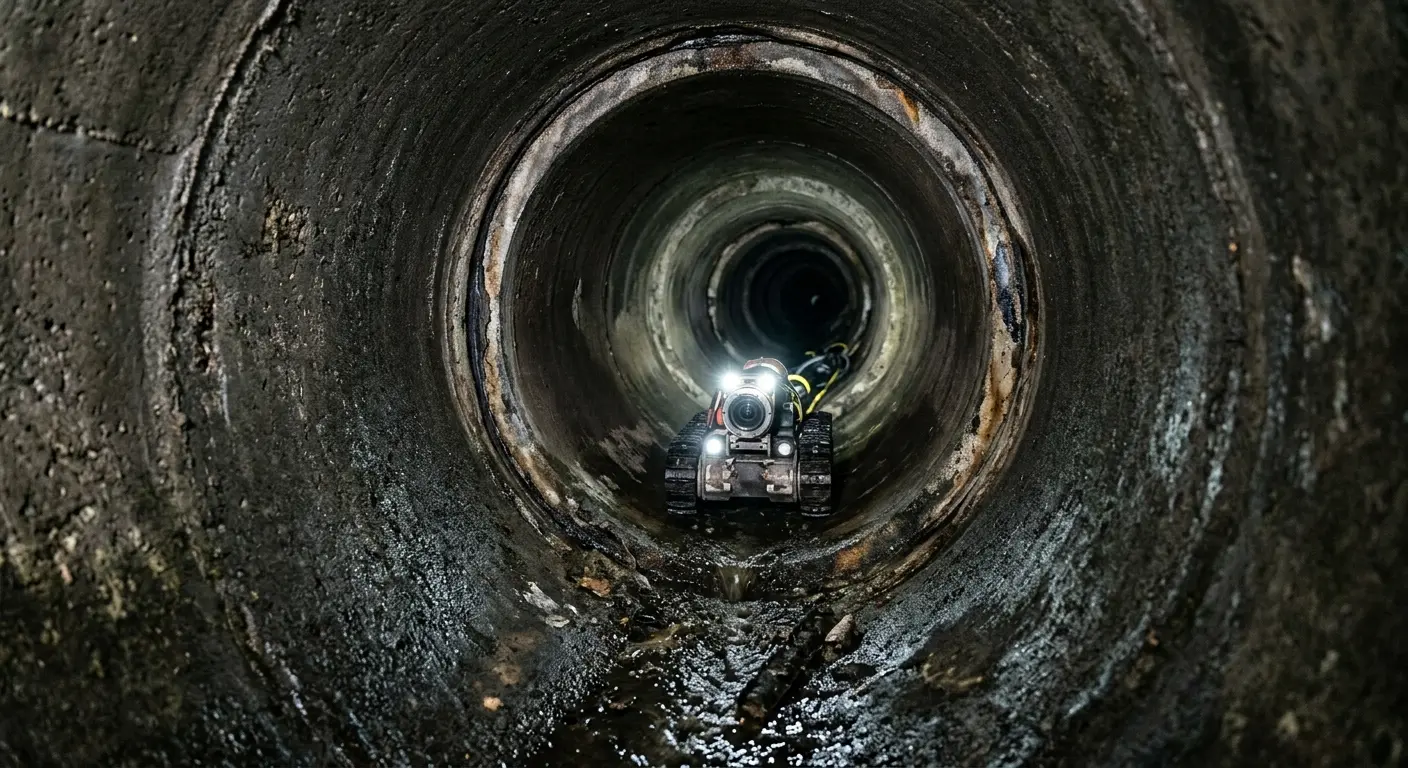 Robotic sewer camera inspecting pipe interior for Sewer Line Repair in Bensalem
